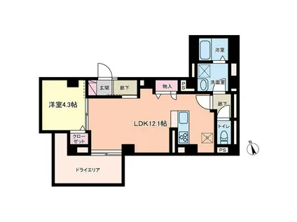 サジェス渋谷(1LDK/B1階)の間取り写真