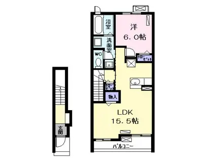 コンフォール(1LDK/2階)の間取り写真