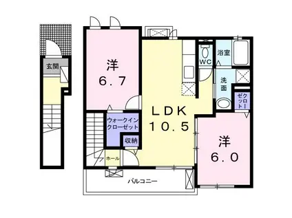 アルカンシエルすいせん(2LDK/2階)の間取り写真