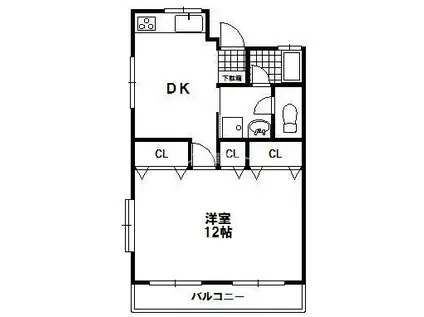 パレス梅山(1DK/1階)の間取り写真