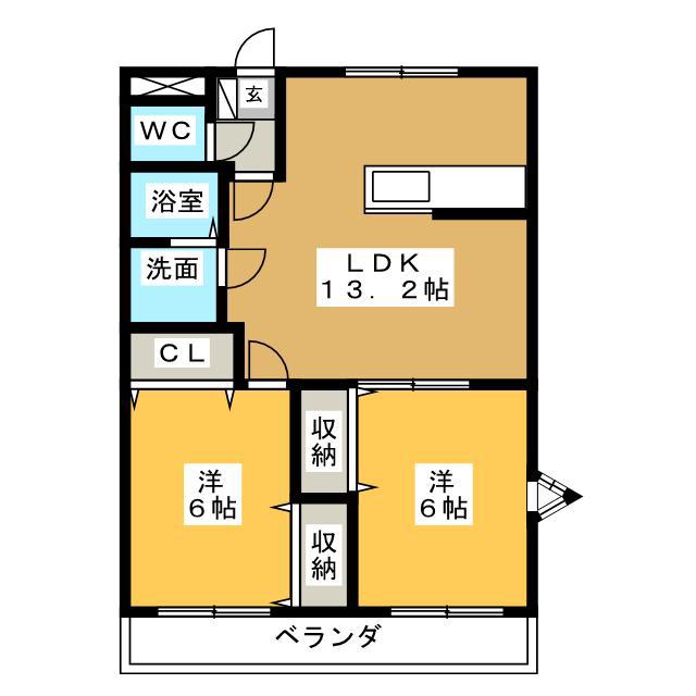 ラピュタ(2LDK/2階)の間取り写真