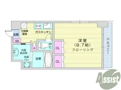 アルファ上杉(1K/9階)の間取り写真