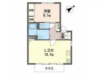 アイクスコートE(1LDK/1階)の間取り写真