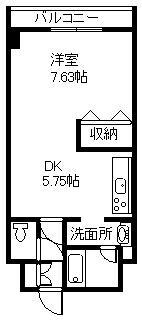 8条ビル(1DK/3階)の間取り写真