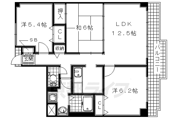 ラポート小林(3LDK/5階)の間取り写真