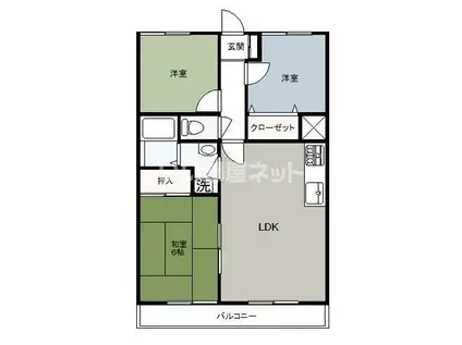 バルパレー熊谷(3LDK/4階)の間取り写真