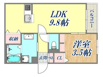 カーサ武庫之荘(1LDK/1階)の間取り写真