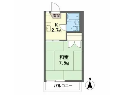 サニーハイツC(1K/2階)の間取り写真