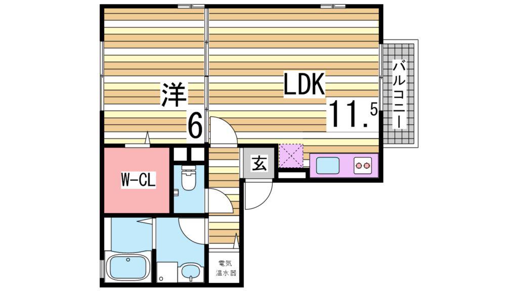ラフィーネ林II(1LDK/1階)の間取り写真