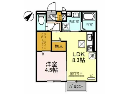 サンライズうみだ(1LDK/2階)の間取り写真