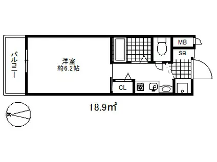 エステムコート神戸ハーバーランド前Ⅲコスタリティ(1K/9階)の間取り写真