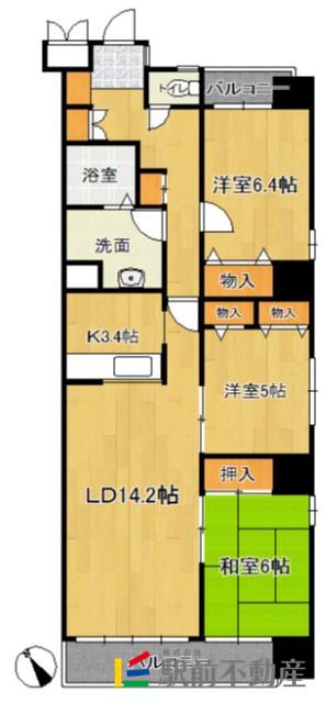 田畑英房ビル(3LDK/4階)の間取り写真