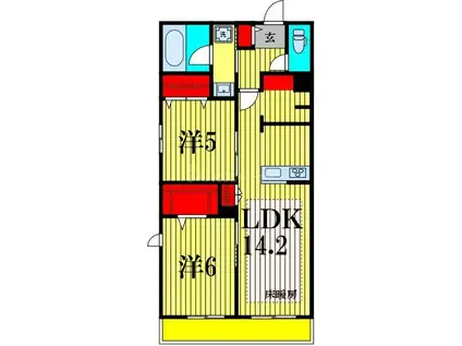 プレミアメゾン(2LDK/2階)の間取り写真