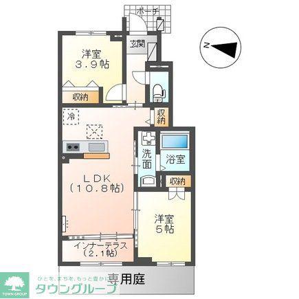 ベルスーズ(2LDK/1階)の間取り写真