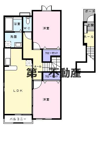 ヴィラ・ポポラーレII(2LDK/2階)の間取り写真