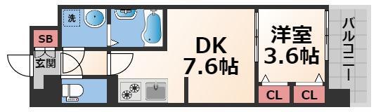 ファステート大阪ベースシティ(1DK/7階)の間取り写真