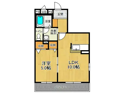 メゾン・ド・ポワン(1LDK/2階)の間取り写真