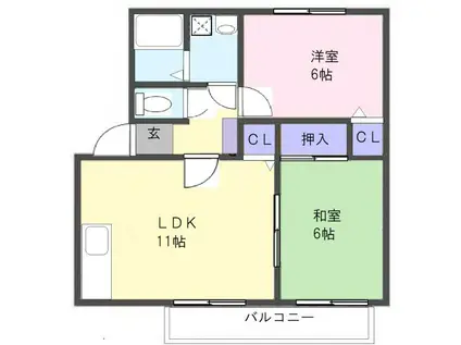アベニーダHISA A(2LDK/2階)の間取り写真