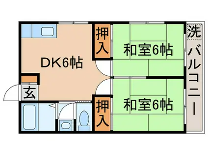 ハイツモチダ2(2DK/2階)の間取り写真