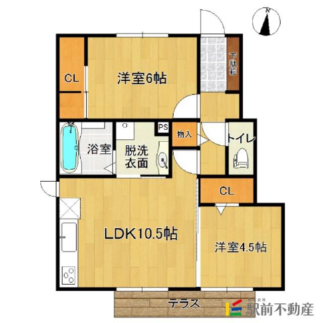 ルメート若葉II(2LDK/1階)の間取り写真