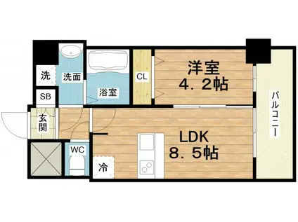 プレサンス南堀江ザ・センス(1LDK/14階)の間取り写真