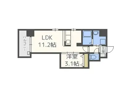 ルピナス天神(1LDK/8階)の間取り写真