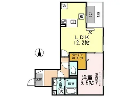 大阪モノレール本線 柴原阪大前駅 徒歩10分 3階建 築13年(1LDK/1階)の間取り写真