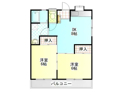 星崎アパート1号棟(2DK/2階)の間取り写真