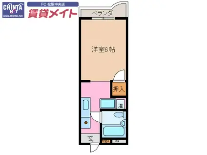 サンハイムナカムラ(1K/3階)の間取り写真