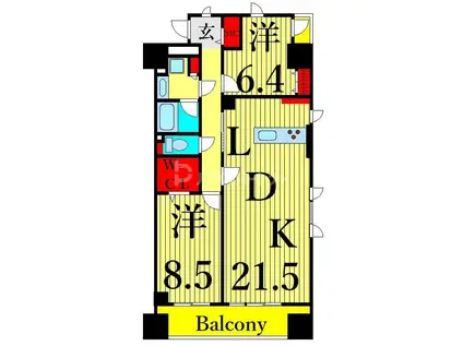 ロイヤルパークスシーサー南千住(2LDK/8階)の間取り写真