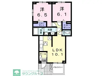 ベルフルールA(2LDK/1階)の間取り写真