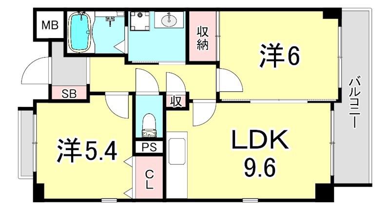ベルアエフ(2LDK/3階)の間取り写真