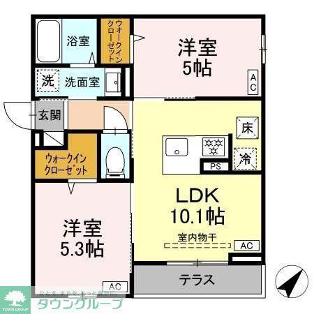 ASSET-COURT曙町(2LDK/2階)の間取り写真