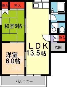 マイルドコート(2LDK/1階)の間取り写真