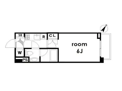 パレステュディオ代々木上原(1K/2階)の間取り写真