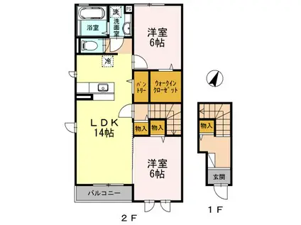 フィールダー(2LDK/2階)の間取り写真