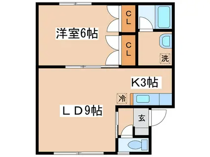 プライフ大輝(1LDK/1階)の間取り写真