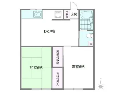 クレスト久我山(2DK/1階)の間取り写真