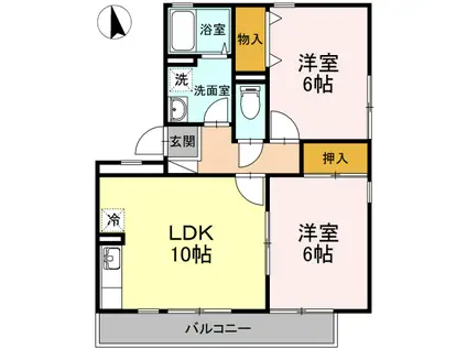 グローリー中村(2LDK/1階)の間取り写真