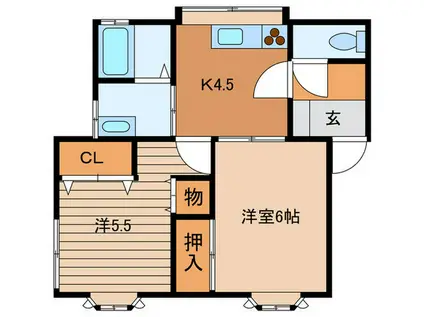 石川弐番館(2K/1階)の間取り写真