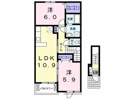 ファミールFUL FUL B(2LDK/2階)の間取り写真