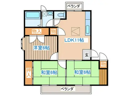 マリンハイツB(3LDK/2階)の間取り写真
