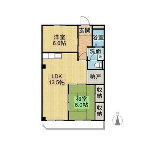 クレール砂田(2LDK/2階)の間取り写真