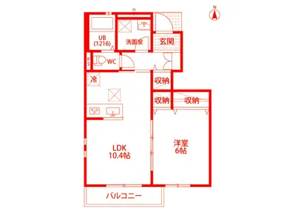 クレール鎌倉北(1LDK/1階)の間取り写真