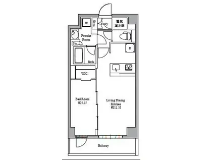 ハーモニーレジデンス高田馬場(1LDK/B1階)の間取り写真