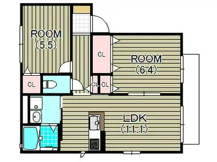 フォンテボヌールII(2LDK/1階)の間取り写真