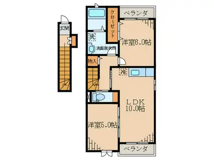 サンライズI(2LDK/2階)の間取り写真