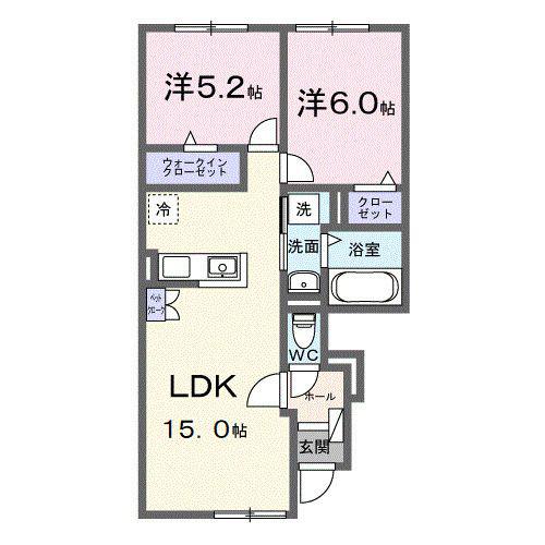 JR千歳線 千歳駅(北海道) バス乗車時間:31分 最寄りバス停で下車 徒歩7分 2階建 築1年(2LDK/1階)の間取り写真