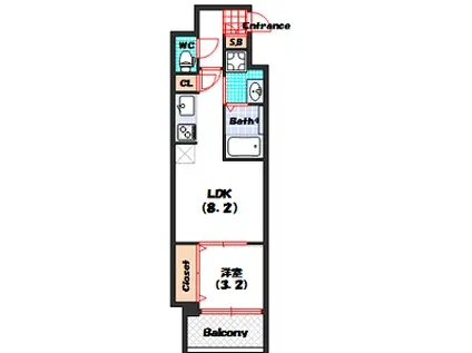 レオンコンフォート本町クレセント(1LDK/4階)の間取り写真