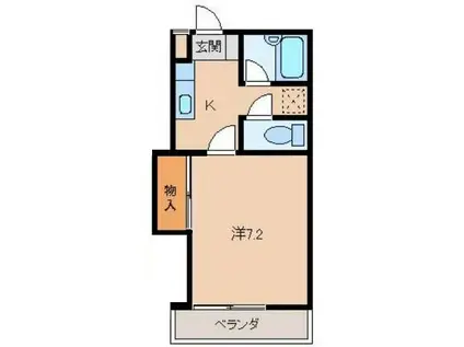 ハニカム4(1K/1階)の間取り写真